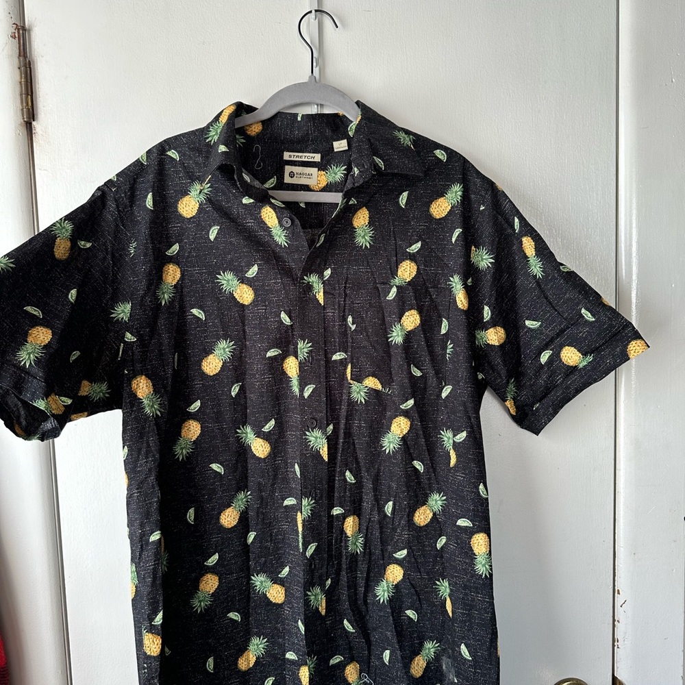 Black Pineapple Print Men's Shirt